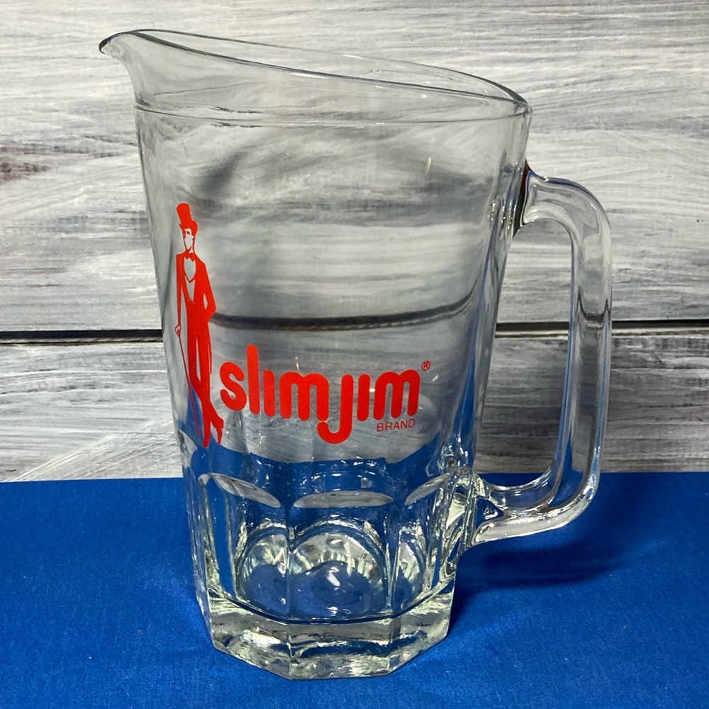 1960’s VINTAGE SLIM JIM Glass beer pitcher
